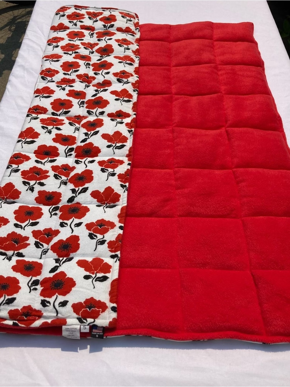 Handmade Weighted Blanket Red Poppy for Sensory Calming 34 X 38 Inches 5 Lbs New